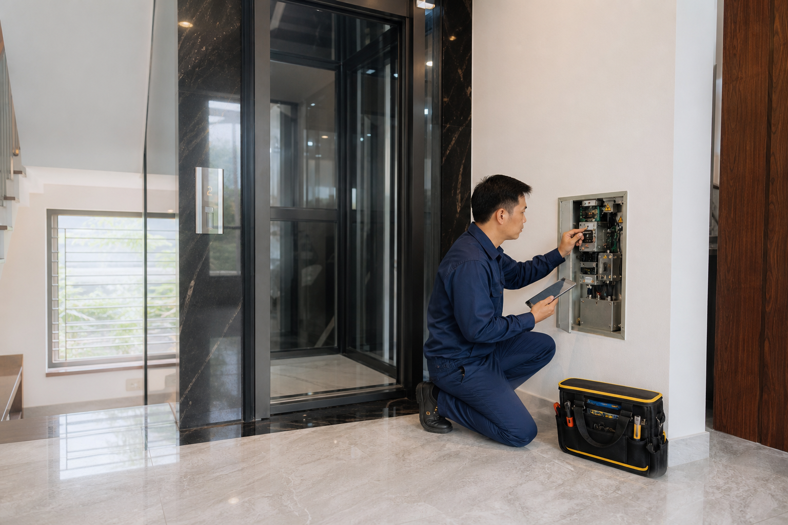 Kiểm tra và bảo trì thang máy không phòng máy