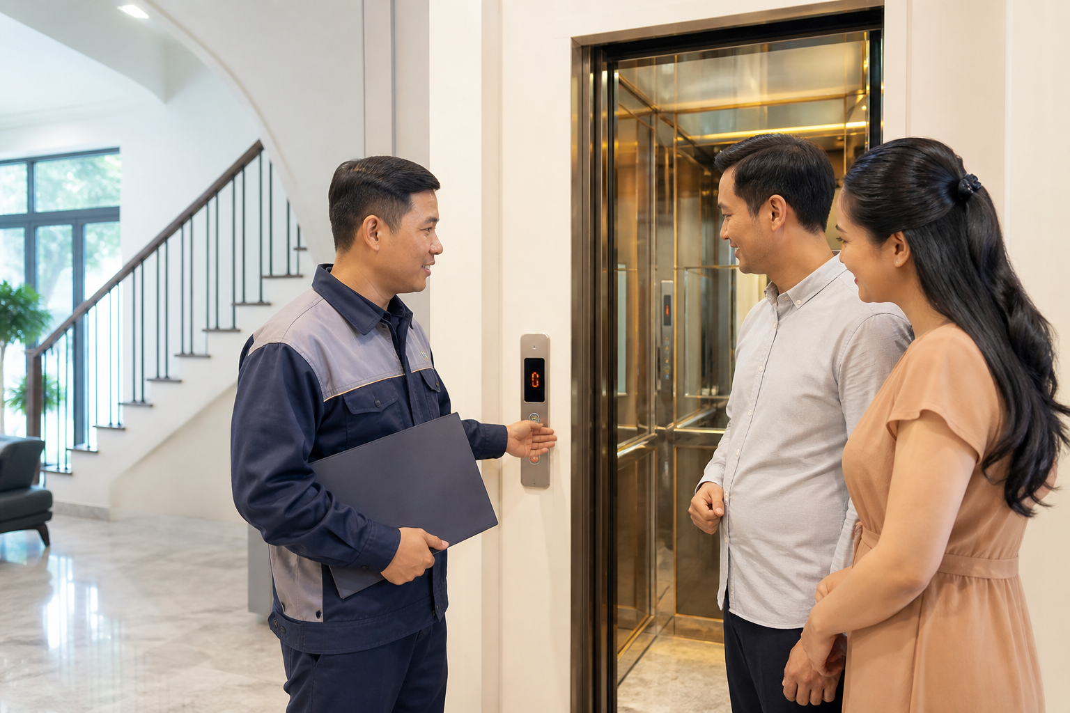 Bàn giao và hướng dẫn sử dụng thang máy gia đình