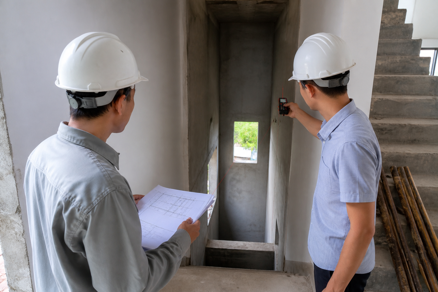 Khảo sát hố thang và đo đạc hiện trạng nhà ở Nghệ An