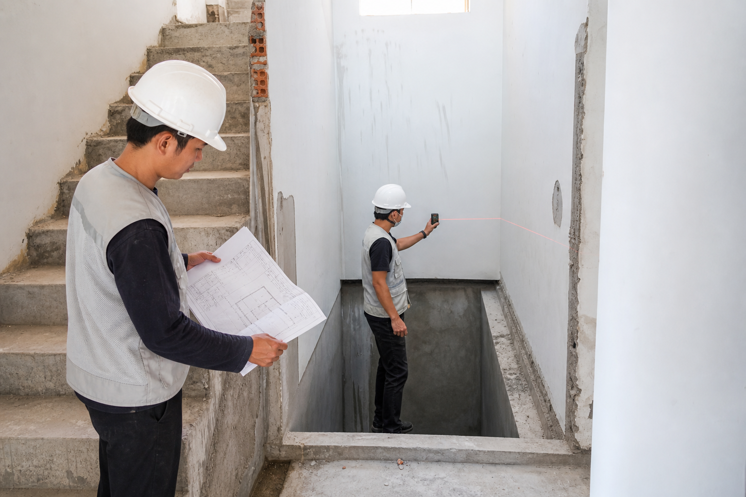 Khảo sát mặt bằng hố thang nhà phố tại Vinh