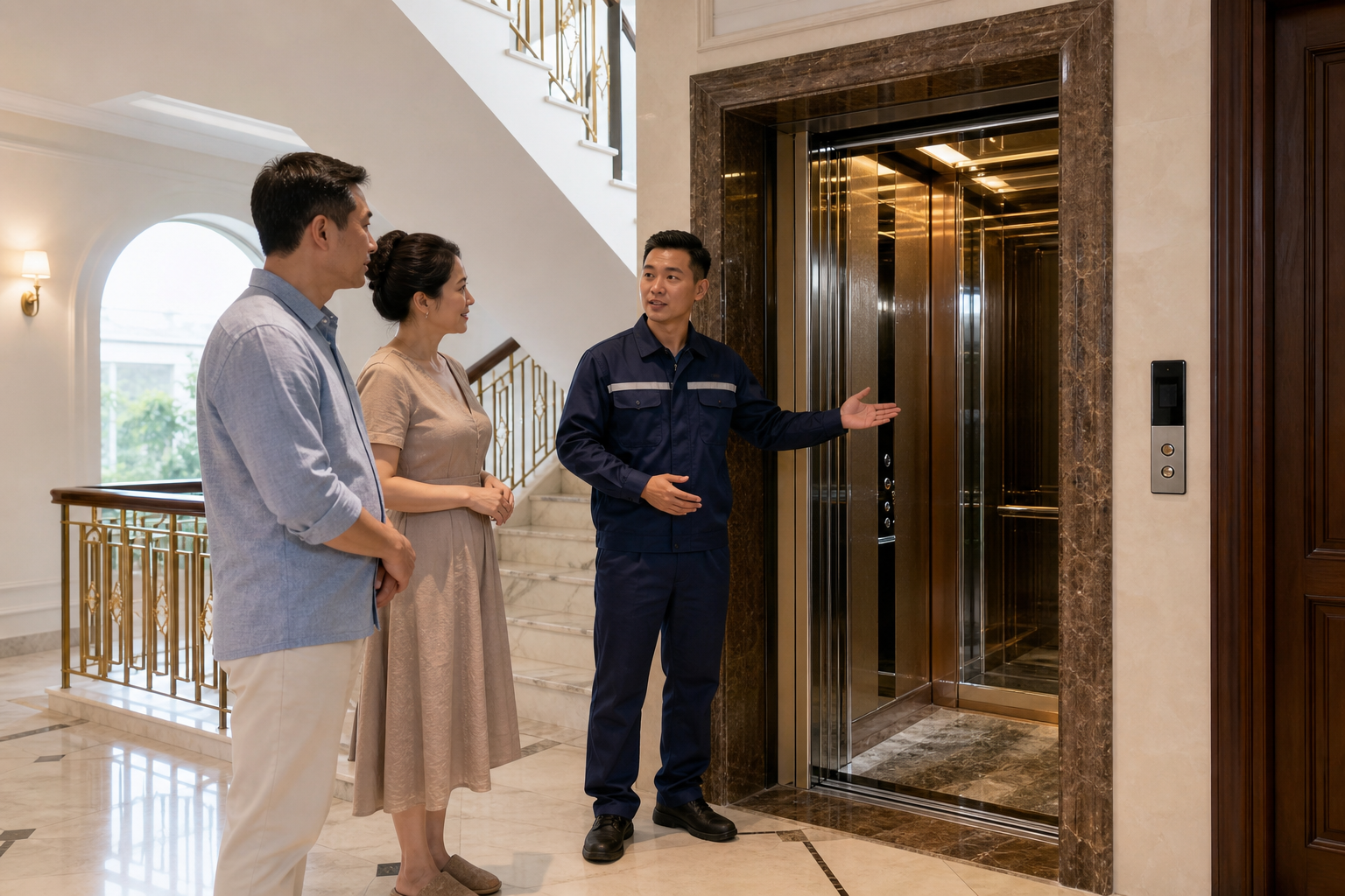 Kiểm tra vận hành thang máy biệt thự trước bàn giao