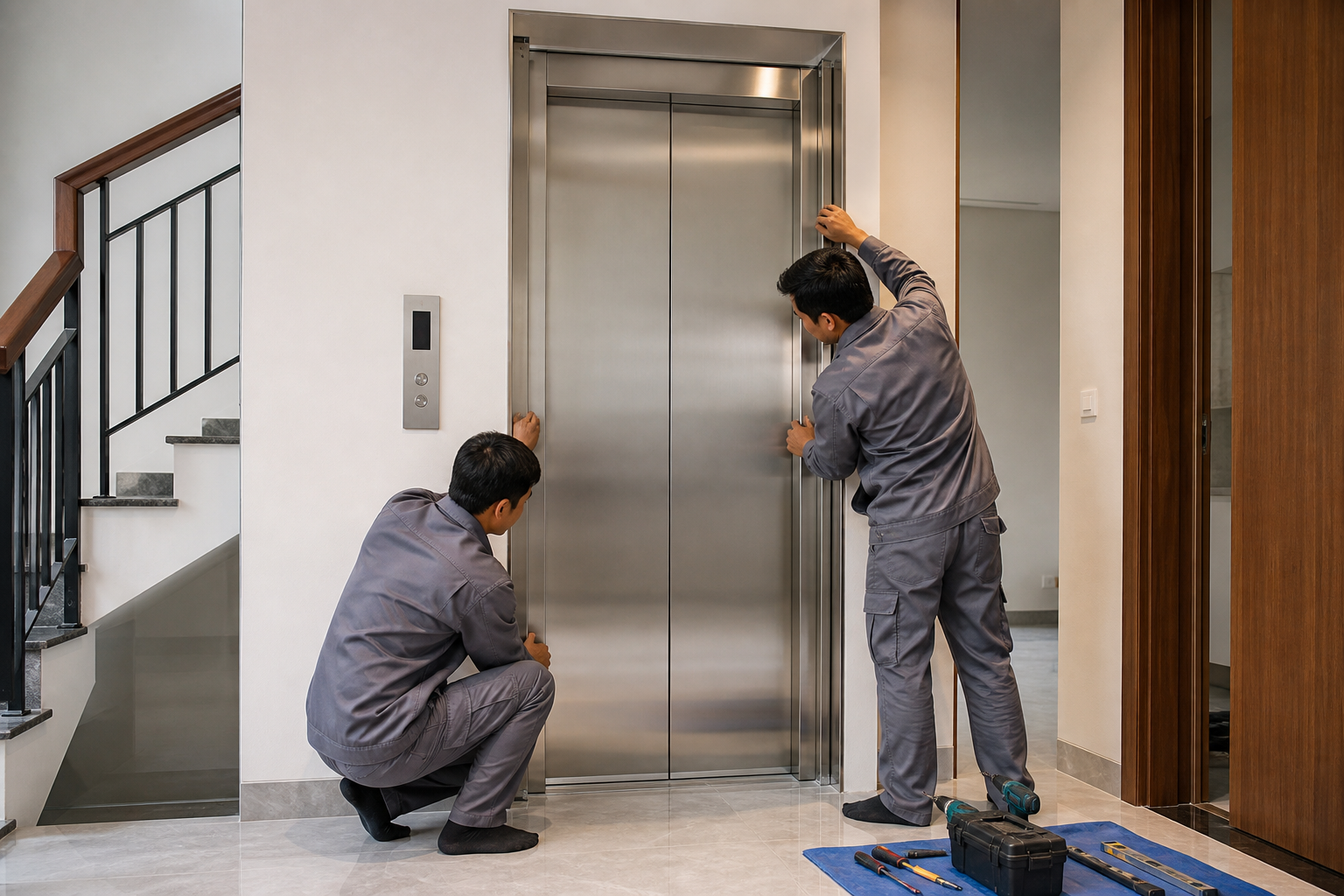 Lắp đặt cửa tầng thang máy trong nhà ở tại Nghệ An