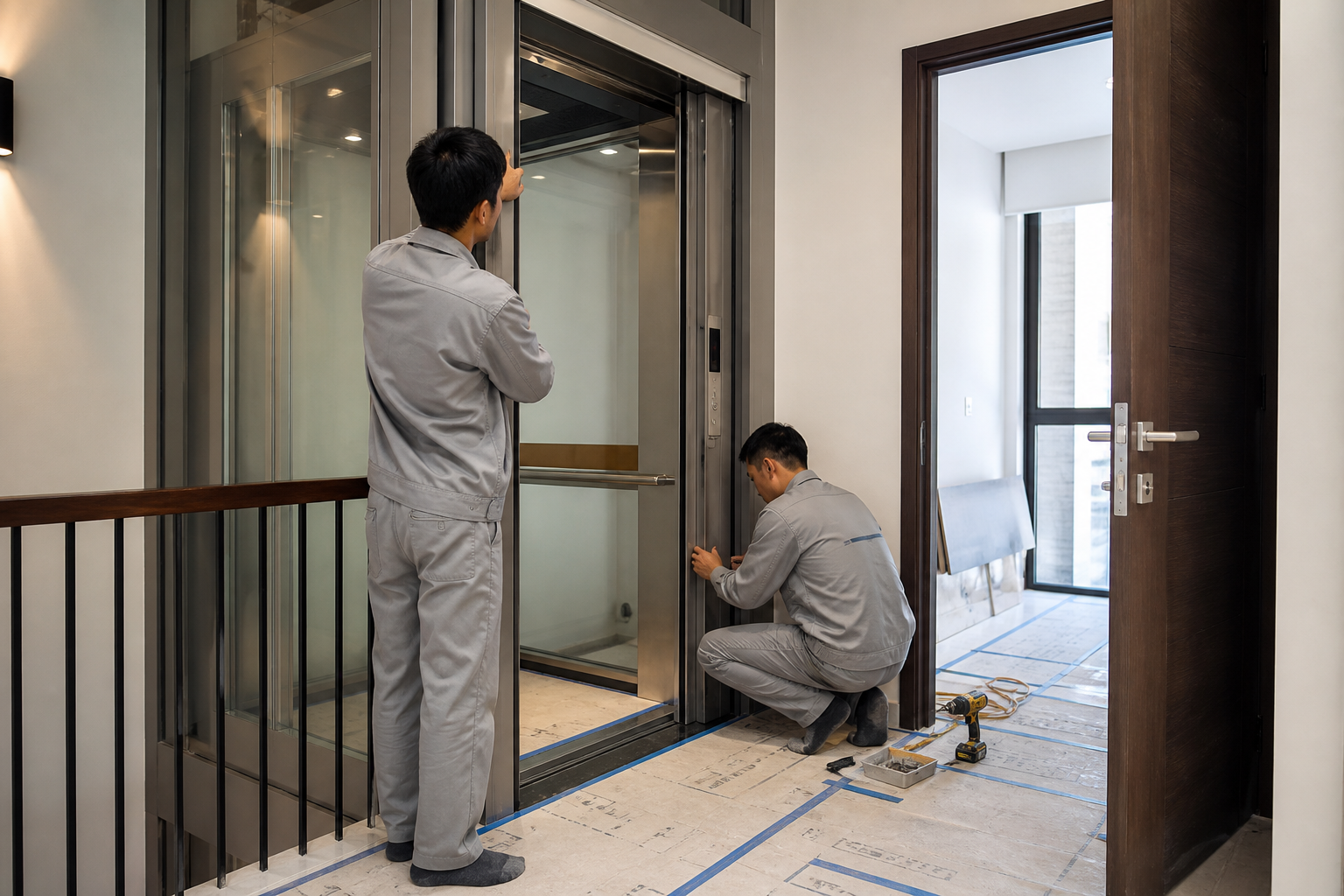 Lắp đặt thang máy trong không gian nhà phố hoàn thiện